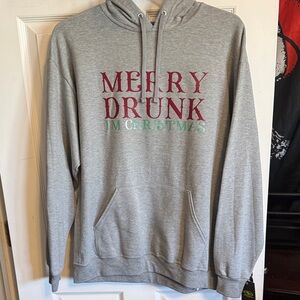 Gray Hoodie with Festive Print